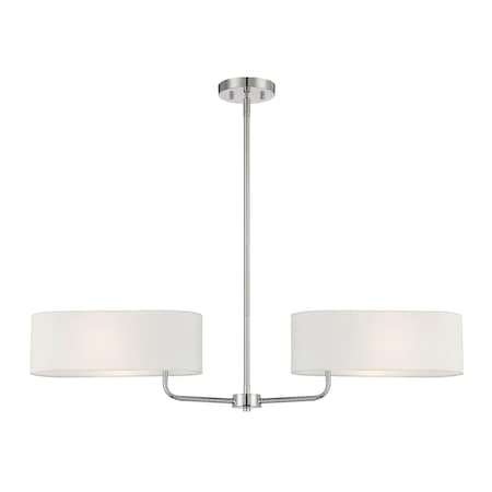 Designers Fountain Midtown 60 Watt 2 Light Polished Nickel Pendant with White Fabric Shade D253M-IS-PN